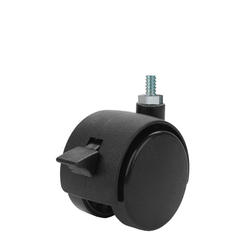 TWHN-40N-M10-BK-B 1.57" Diameter Nylon Wheel Hooded Brake Caster, 6 mm Diameter x 12 mm Length Threaded Stem, 67 lb Capacity Range, Black...