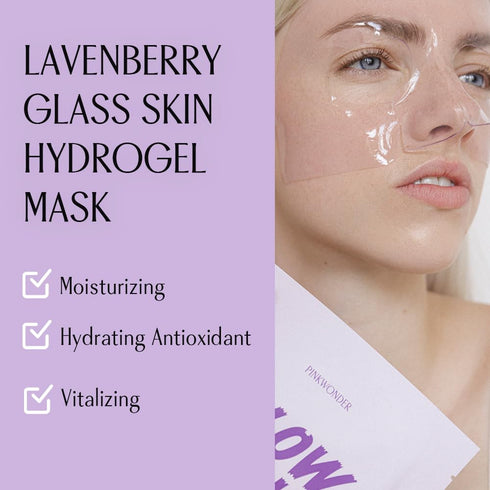 GLOWFLOW Lavenberry Glass Skin Hydrogel Mask (1EA), Nourishing Facial Sheet Mask for Dry Skin, Hydrating and Glowing Skin, Blueberry Extract and J...