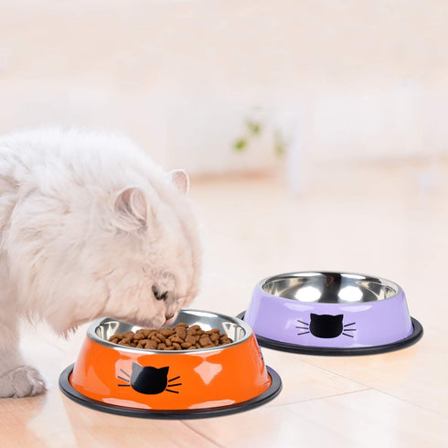 Pet Bowl Stainless Steel Non-Skid Rubber Base Dog Bowl Cat Bowl GR OR PP...