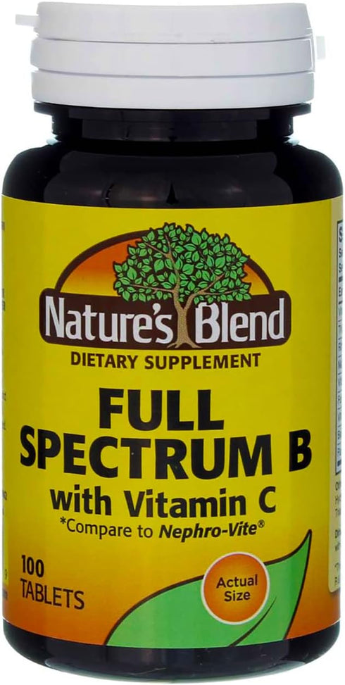 Nature's Blend Full Spectrum B with Vitamin C Powder, 100 Count (1269)...