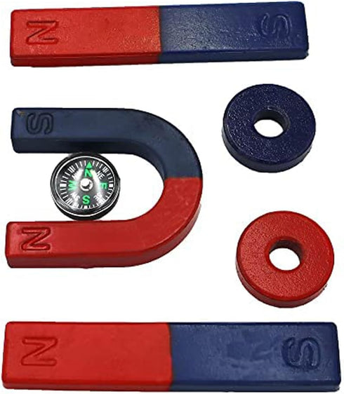 Physics Science Magnets Kit for Education Science Experiment Tools Icluding Bar/Ring/Horseshoe/Compass Magnets...
