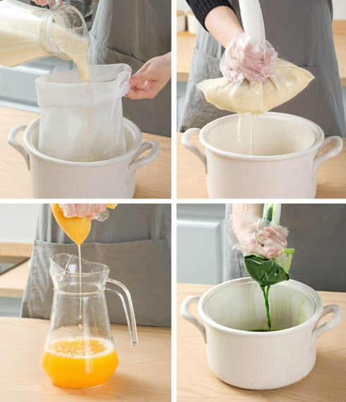 6 Pack - 200 Mesh Fine Mesh Strainer & Nut Milk Bags, Reusable Food Strainer - Food Grade BPA-Free - Ultra Strong Fine Nylon Mesh - Nutmilk, Juice...