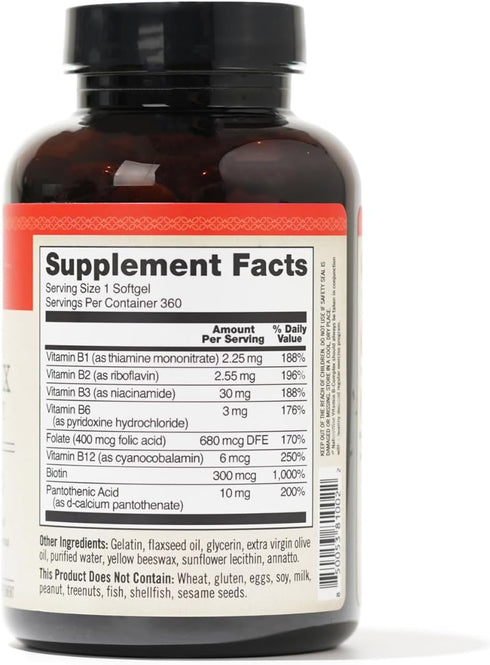 NatureWise Vitamin B Complex for Women and Men - with Folic Acid Biotin B1 B2 B3 B6 B12 - Support Cellular Energy & Mental Clarity - Gluten Free, ...
