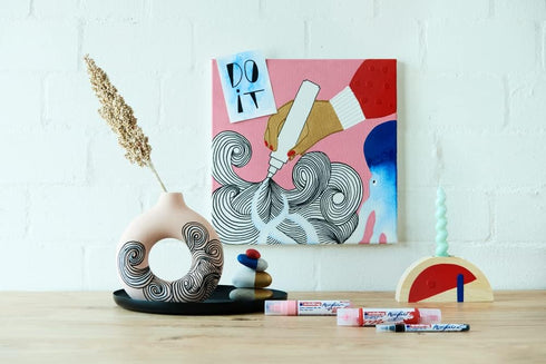 edding 5100 acrylic marker medium - turquoise - 1 waterproof acrylic paint marker - round nib 2-3mm - acrylic paint pen for drawing on canvas, art...