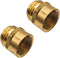 2 Pack Brass Garden Hose Adapter Fitting, 3/4” NPT Female Threads and 3/4 GHT Male Connector, Heavy-Duty High-Pressure Support, Rust and Corrosion...