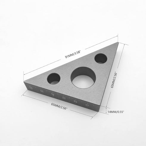 Right Angle Ruler, 45 n 90 Degree Small Aluminum Alloy Triangle Ruler with Both Imperial and Metric Scales Machinist Carpenter's Square Measuring ...
