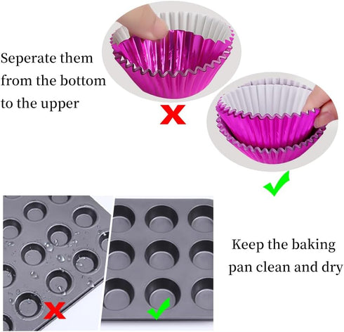 BAKHUK 500pcs Cupcake Liners for Baking, Foil Cupcake Liner, Standard Size 2 Inches 10 Colors Cupcakes Liners...