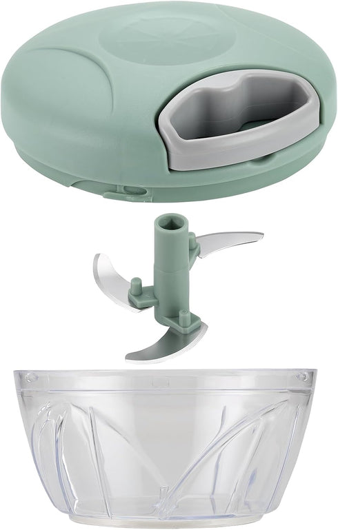 Hand Pull String Vegetable Chopper Food Processor - Garlic Mincer Onion Cutter for Ginger, Fruits, Nuts, Herbs (Green 500ml)...