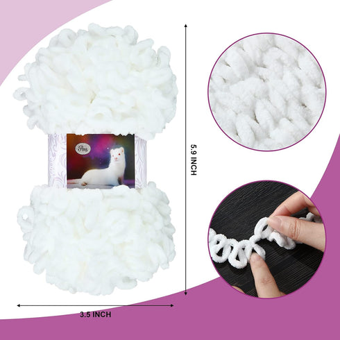 3 Rolls Finger Blanket Yarns Puffy Loop Yarn Soft Crochet Yarns Fluffy Finger Knitting Yarns Chunky Hand Woven Fluffy Yarns for DIY Knitting Craft...