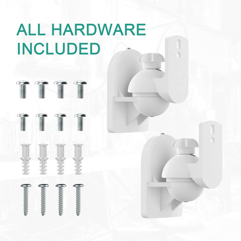 WALI Speaker Wall Mounts, Bookshelf Speaker Wall Mount Brackets, Surround Sound Speaker Mounts, Hold up to 7.7 lbs, (SWM202-W), 2 Pack, White...