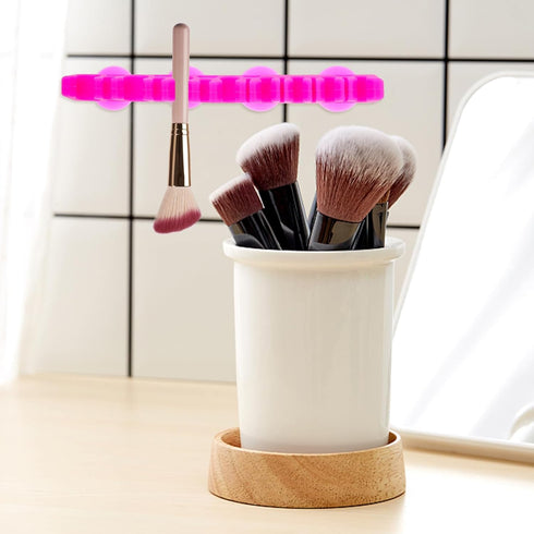 1Pcs Silicone Make up Brush Holder Cosmetic Brush Drying Rack Silicone Makeup Brush Storage Rack Bursh Display Stand with Suction Cup for Bursh an...
