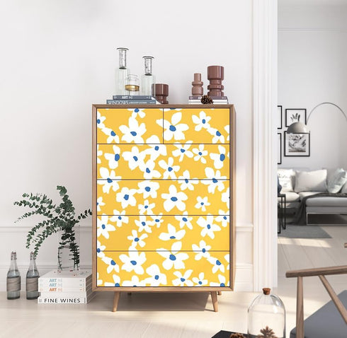 HAOKHOME 93391-1 Yellow Peel and Stick Wallpaper Floral Yellow/White/Blue Removable Wall Paper for Bedroom Bathroom Textured Stick on Contact Pape...