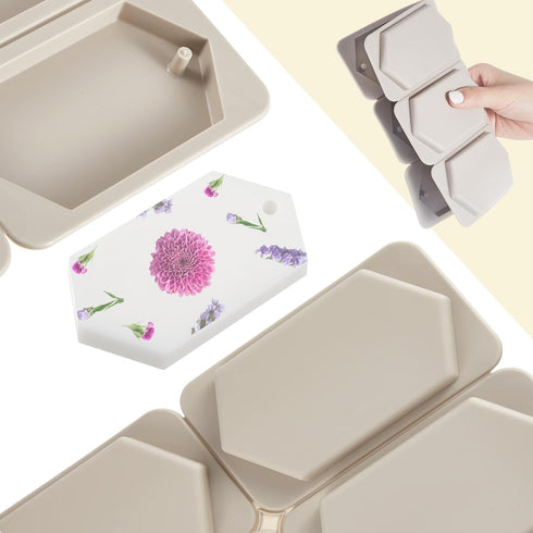 Patelai 2 Pcs Wax Silicone Molds Rectangle Wax Resin Molds Christmas Keychain Wax Mold Epoxy Casting Jewelry Making Molds with Hanging Holes for D...