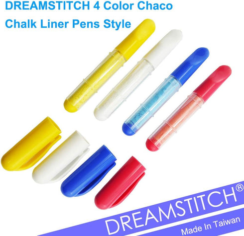 DREAMSTITCH 4 Color Chaco Chalk Liner Pens Style - Needle Felting Tool Chaco Chalk Marker Sewing Tools - White, Red, Blue, Yellow - 4-Color Chaco ...