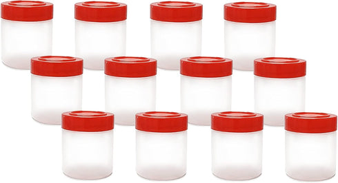 ljdeals 1 oz Plastic Spice Jars w/Red Caps and Sifters for Herbs, Spices, Powders, Spice Bottles Great For Travel, Camping, Kitchen, Restaurant an...
