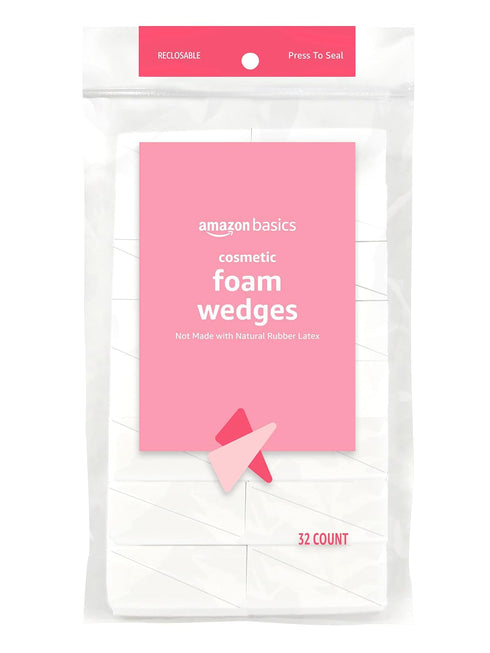 Amazon Basics Cosmetic Rectangular Foam Wedges, 192 Count (6 Packs of 32), White (Previously Solimo)...