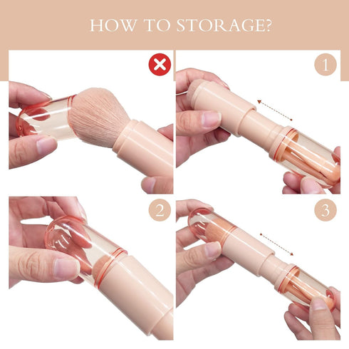 Travel Makeup Brushes Set: 4 in 1 Small Travel Makeup Brushes Mini Facial Makeup Brushes Retractable Makeup Brush Professional Foundation Blending...