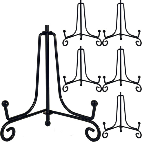 6PCS Premium Black Iron Plate Stands for Display 4 Inch, Decorative Solid Metal Plate Holders for Displaying, Mini Easel, Frame, Book, Card, Plaqu...