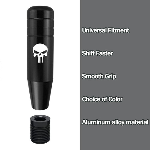 Pack-1 Gear Stick Shifter Knobs, 5.1" Aluminum Alloy Weighted Gear Lever, Skull Design Automatic Shift Knob, Fits Most Auto Transmission Vehicle (...