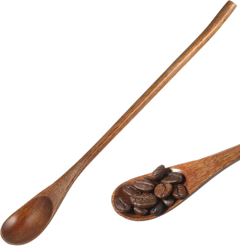 Operitacx 6 Pcs Wooden Spoons, Long Handle Wooden Mixing Spoons Bulk, Long Spoon Tea Spoons For Honey Spoon Mixing Stirring Eating Cooking...