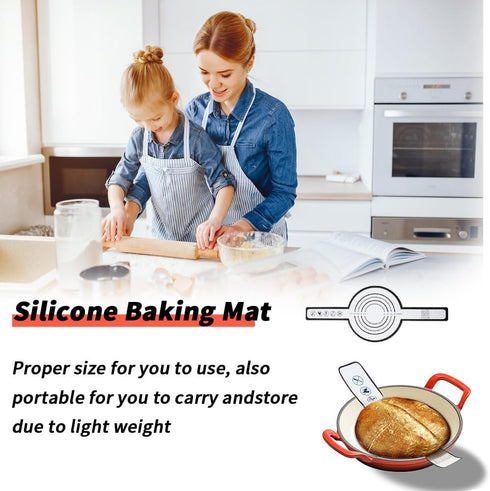 Silicone Baking Mat 8.3 Inches Silicone Bread Sling,Dough Mat for Dutch Oven Sourdough Bread Baking Mat With Long Handle Silicone Bread Sling, Reu...