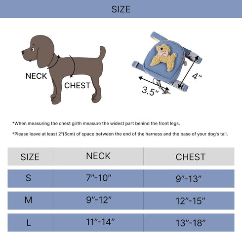Dog Backpack Harness with Leash Pet Self Carrier Adjustable Travel Hiking Walking Harness Backpack for Small Dogs & Cats (Blue, M)...