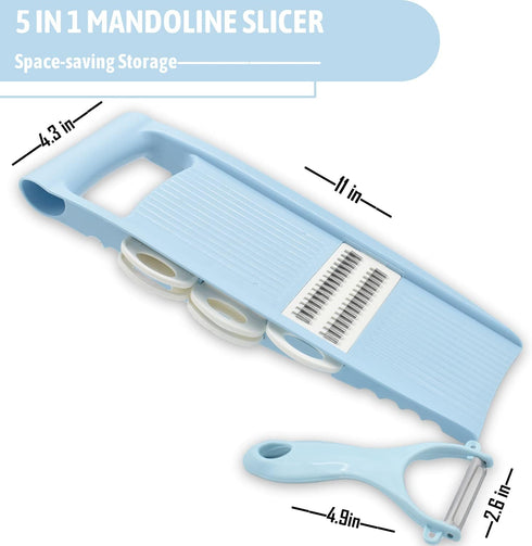5 in 1 Mandoline Slicer for Kitchen, Vegetable Slicer Multi Blade Potato Chip, Veggie shredder, Vegetable Cutter, Julienne Shredder and peeler For...
