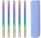 Rainbow 304 Stainless Steel Chopsticks -Reusable Multicolor Lightweight Stainless Steel Polished Chopsticks - Metal Chopsticks 5 Pairs Set with Ca...