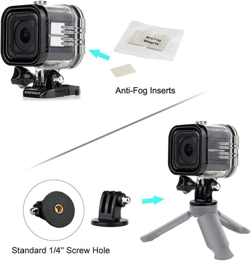 60m Waterproof Dive Housing Case with Bracket Accessories for GoPro Hero 5 Session Hero 4 Session Hero Session Cameras...