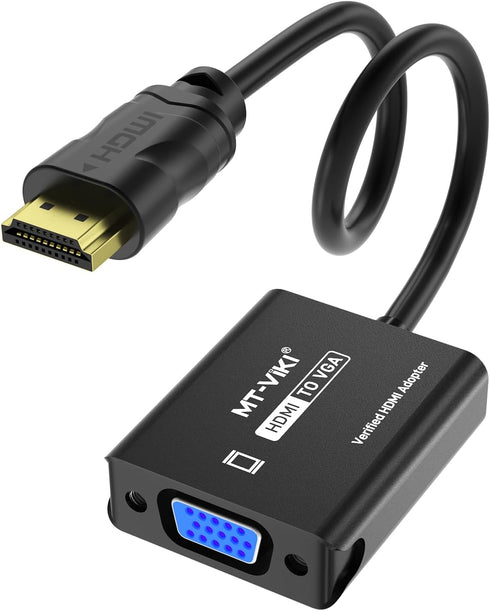 MT-VIKI HDMI to VGA Adapter, Gold-Plated HDMI Converter Male to Female, Compatible for Computer, Desktop, Laptop, Monitor, Projector, HDTV, Chrome...