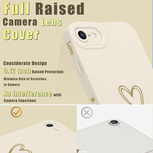 Teageo for iPhone SE 2022, SE 2020, iPhone 7, iPhone 8 Case for Women Girls, Cute Luxury Heart Phone Case [Soft Anti-Scratch Full Camera Lens Prot...