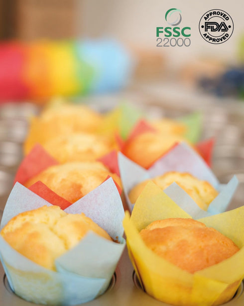 Nordic Paper 200pcs Rainbow Mini Tulip Cupcake Liners for Baking Cups, Unbleached, Greaseproof EU Parchment paper, Mini Tulip Muffin Liners for Pa...
