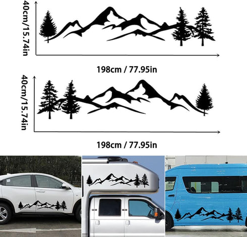sundan 2PCS Car Side Body Stickers Mountain Tree Forest Graphic Decals DIY Vinyl Sticker Decals for Car Truck SUV RV Camper Trailer, 77.95''x15.74...
