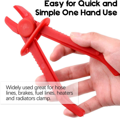 Swpeet 3Pcs Red Line Clamps Flexible Hose Clamps Pliers Kit, Hose Pinch Off Pliers Set Line Clamps for Brake Hoses, Fuel Hoses, Coolant Hoses, Mos...