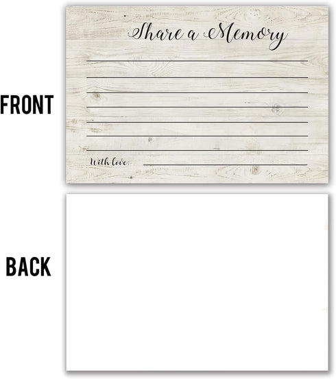 TENTADO Share A Memory Cards, 50 Rustic Wood Cards and Sign for Wedding, Birthday, Celebration of Life, Funeral, Retirement, Graduation, Life Memo...