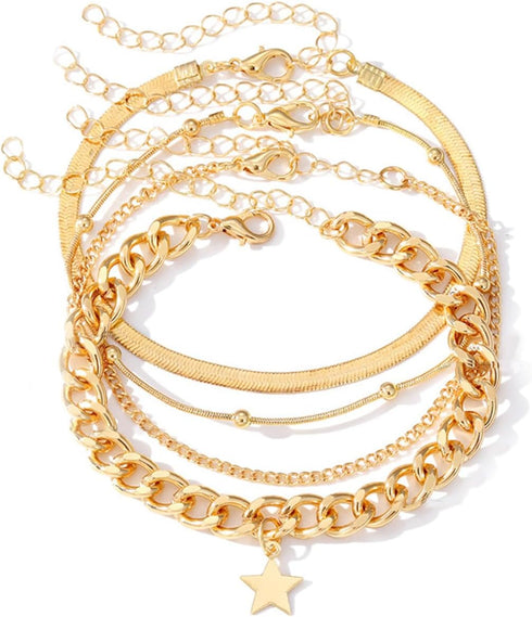 Ankle Bracelets for Women Gold Anklet Layered Beach Anklet Cuba Paperclip Anklets Dainty Link Chain Anklets Foot Jewelry Summer Beach Anklet Summe...