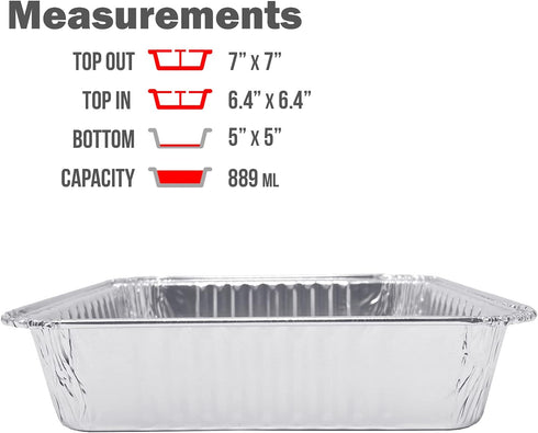 Fig & Leaf (20 Pack) 7” x 7” Square Baking Cake Pans| Disposable Aluminum Foil Tins l Portable Food Containers l Perfect for Roasting Toaster Oven...