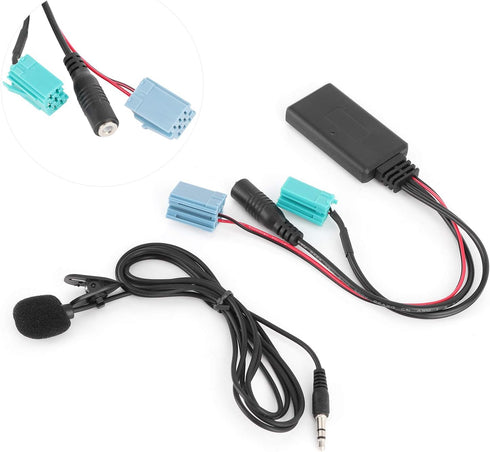 Bluetooth Audio Adapter,DC12V 6Pin Bluetooth Audio Cable Car Stereo AUX-in Adapter with Microphone ABS Fit for Renault Clio/Espace/Megane...