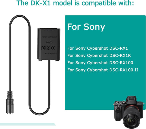 USB Cable AC-LS5 Drop voltage cable 5V-4.2V Camera Adapter + DK-X1 DC Coupler NP-BX1 NPBX1 Dummy Battery for Sony DSC-RX1 DSC RX100 RX1R...