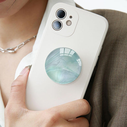 Translucent Clear Phone Grip with Expanding Kickstand,Cell Phone Collapsible Stand White Shell Pattern Design for Smartphones...