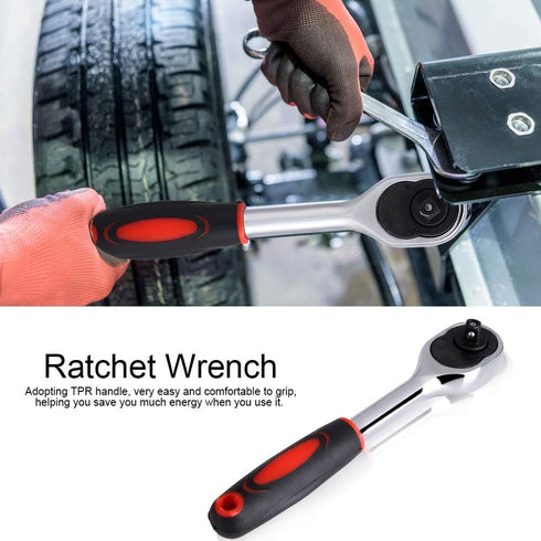 Ratchet Wrench, 1/4 Retractable Ratchet Wrench, 55# Steel Material Good Toughness Good Wear Resistance With Tpr Handle, 24 Tooth Ratchet Wrench Fo...