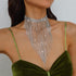 Fashion Women Sexy Rhinestone Bib Choker Necklace Tassel Long Chain Necklace...