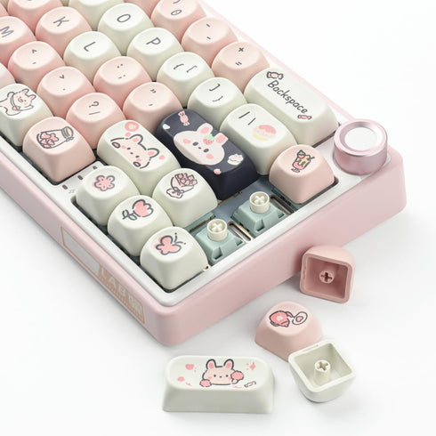 Sunzit PBT Keycaps - MOA Keycaps, Cute Keycaps for Mechanical Keyboard, 132 Keys, Dye-Sublimation Custom Keyboard Keycap Set for 61/64/68/84/87/10...