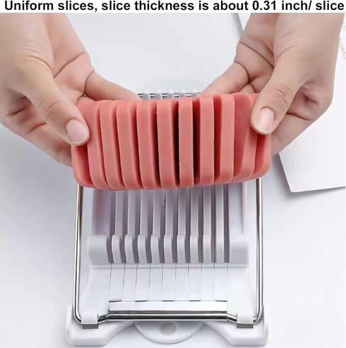 Egg slicer Luncheon Meat Slicer,Egg slicer for hard boiled eggs FENGCHEN Spam slicer With 10 Singing Cutting Wires in Stainless Steel...