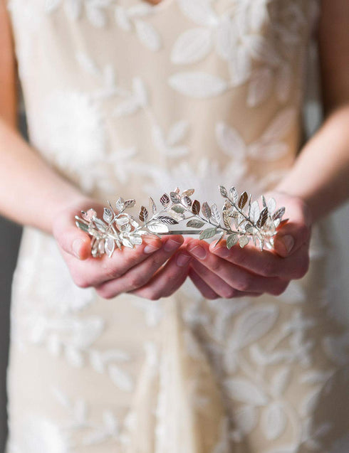 Bridal Headband Leaf Vine Headband Silver Leaf Crown Leaf Tiara Wedding Headpiece Bridesmaid Prom Festival Hair Accessories for Women and Girls(Si...