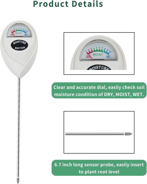 Soil Moisture Meter, 2 Pack Soil Moisture Monitor for House Plants, Soil Hygrometer Moisture Sensor for Indoor & Outdoor, Garden, Farm, Lawn Plant...