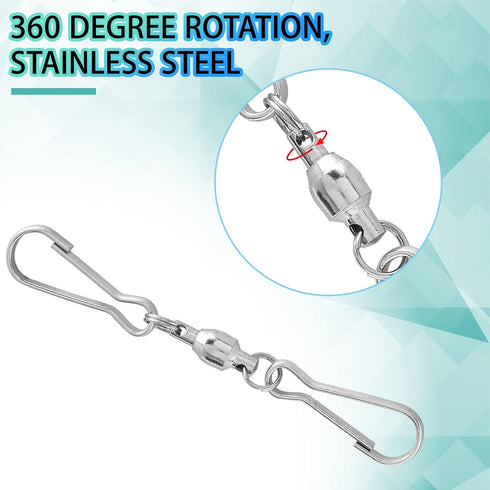 Spinning Dual Clip Swivels, Wind Spinner Hangers, Stainless Steel Spiral Tails Twisters for Spinning windsock, Garden Bell, Bird feeders, Party Su...
