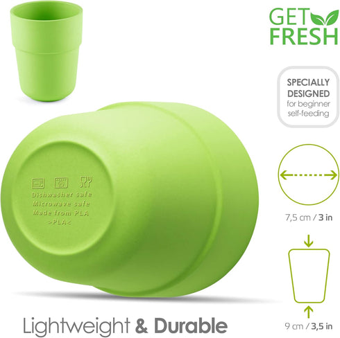 GET FRESH PLA Kids Cups Set – 4-Pack Melamine-Free Dinner Cups for Kids and Toddlers – Microwave Safe Stackable BPA-Free PLA Childrens Dinnerware ...