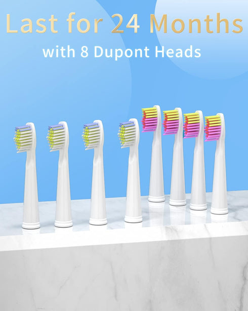 SEAGO Electric Toothbrush for Adults, Ultrasonic Toothbrushes with 8 Brush Heads, Rechargeable Electronic Toothbrush, White, SG-507...