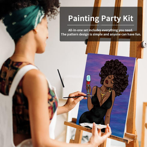 Canvas Painting Kit Pre Drawn Canvas for Painting for Adults Party Kits Paint and Sip Party Supplies 8x10 Canvas to Paint 8 Acrylic Colors,3 Brush...